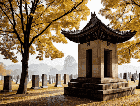 秋天墓地景象